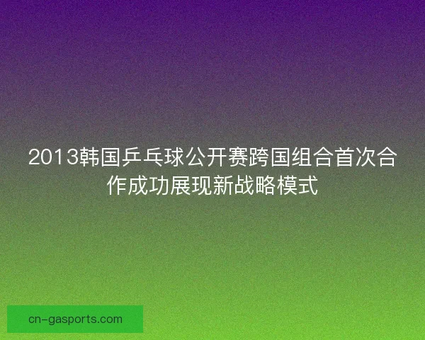 2013韩国乒乓球公开赛跨国组合首次合作成功展现新战略模式